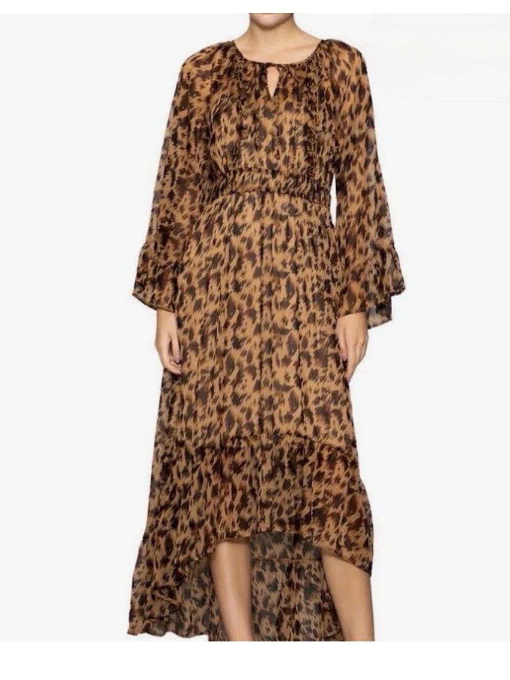 Melloday Leopard High Low Maxi Dress Sz S